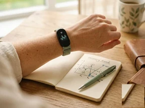 A fitness tracker and a hand-drawn recovery chart